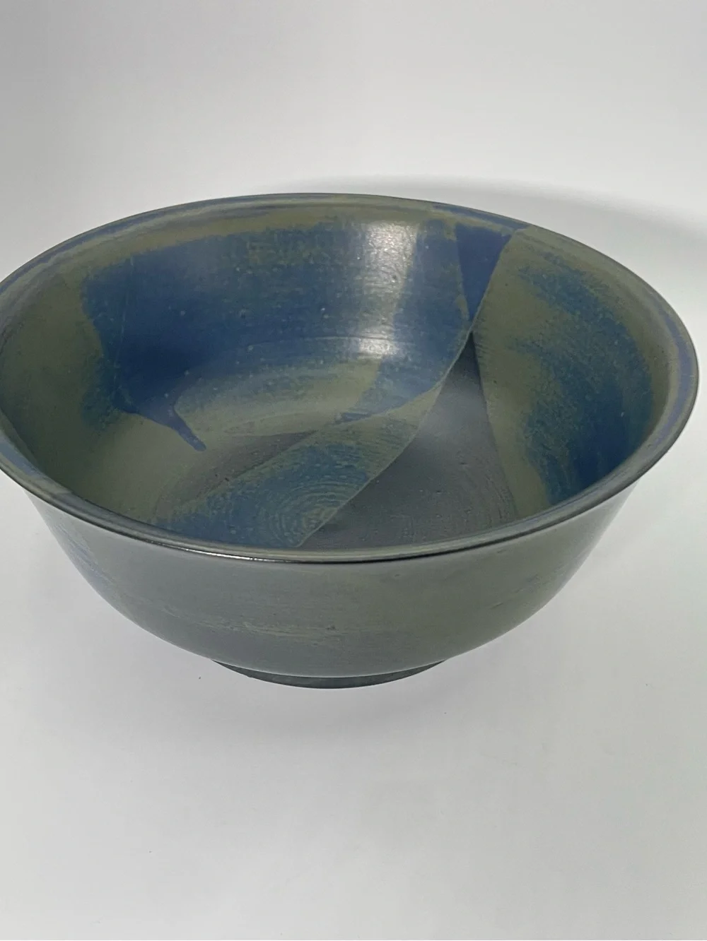 Nancy Patterson-Lamb  Style Iron Mountain Stoneware 10”Bowl.  Blue Green.